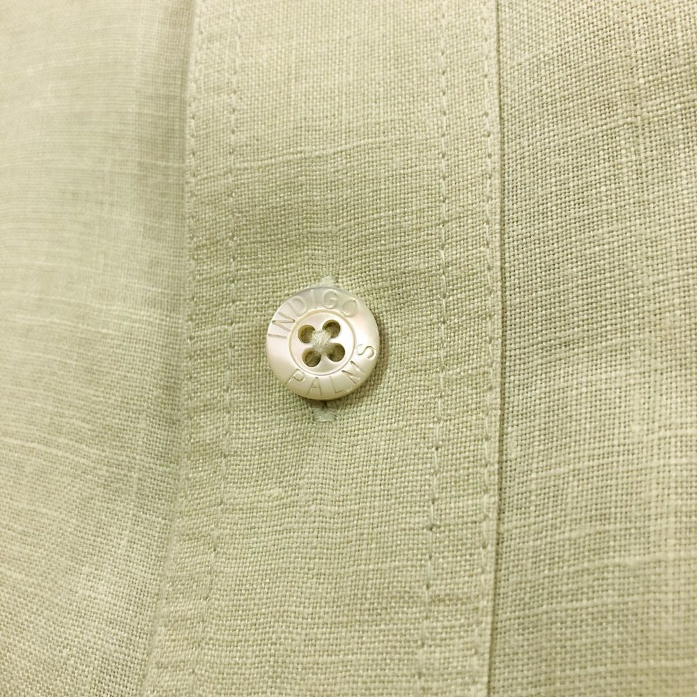 Indigo Palms Cream Woven Linen Long Sleeve Shirt M - Picture 5 of 8